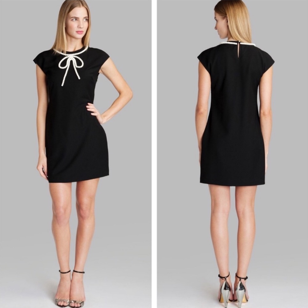 Ted Baker Black & White Temberl Beaded Bow Dress